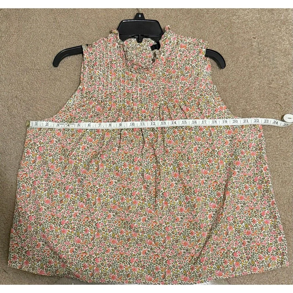 J Crew Pintuck Cotton Poplin Top in Scattered Blooms size XL